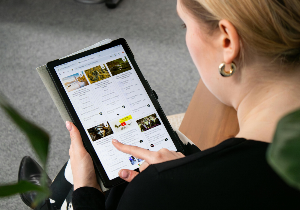 Woman using social media