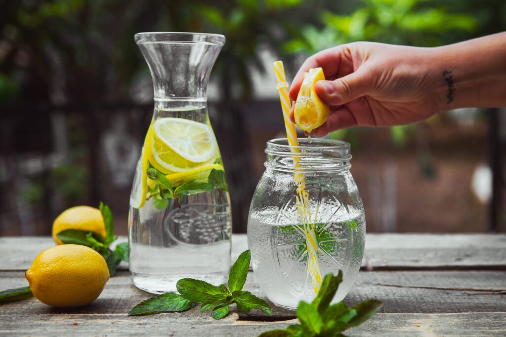 Lemon water in a jar