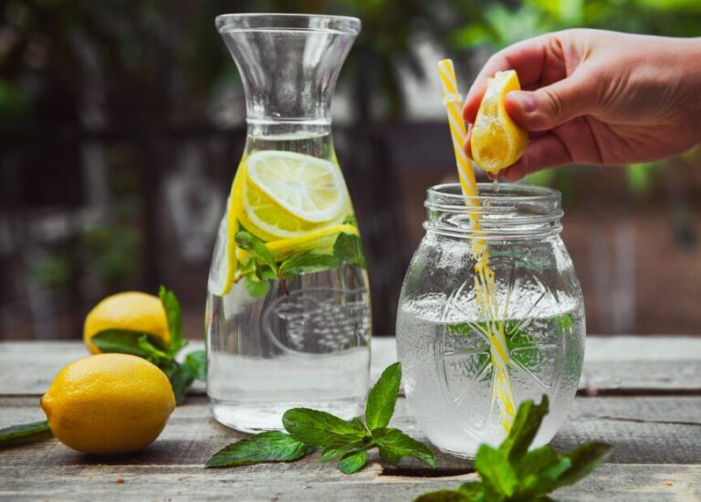 Lemon water in a jar