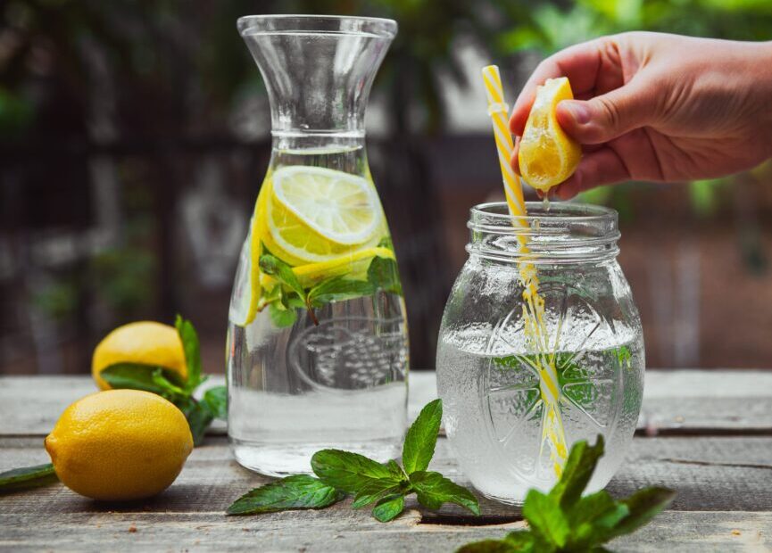 Lemon water in a jar