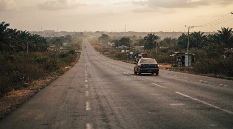 An almost deserted Nigerian road due to insecurity